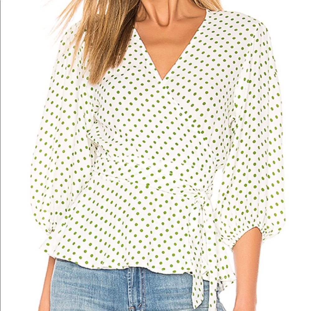 Faithful the Brand Lavender Polka dot Wrap Blouse dice XS